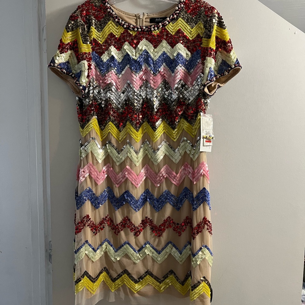 Aidan Mattox Multicolor Sequin Mini Dress - Picture 3 of 8